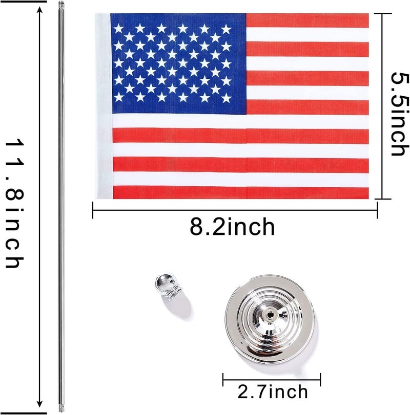 WXTWK 2 Pack US American flag USA Desk Flag Small Mini United States Table Flags With Stand Base,for 4th of July Party Veteran's Day Home Office Festival Events Celebration Decorations - Image 2